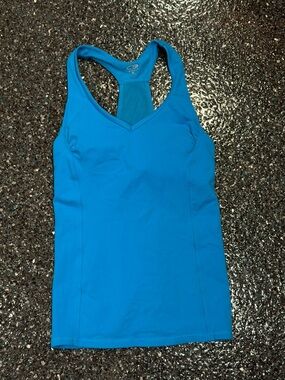 Champion Women’s Turquoise Racerback Tank Top Fitted Built In Bra Yoga Fitness M